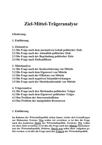 Ziel-Mittel-Trägeranalyse Gliederung