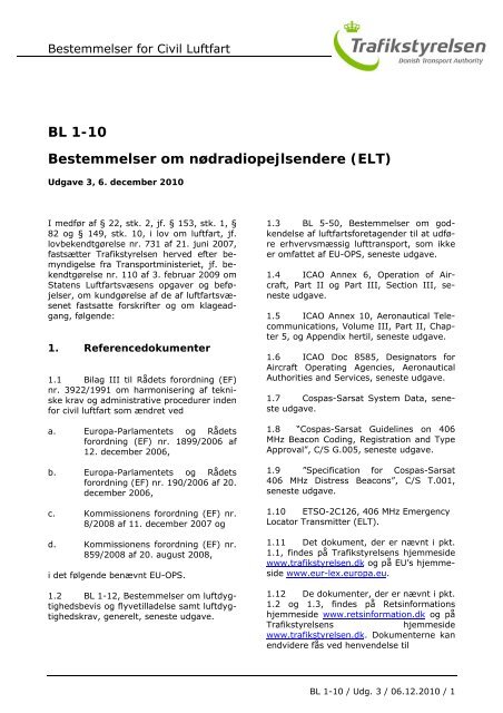 BL 1-10, 3. udgave af 6. december 2010 - Trafikstyrelsen