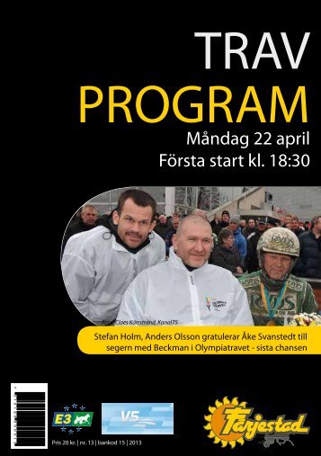 Travprogram måndag 22 april - Färjestadstravet