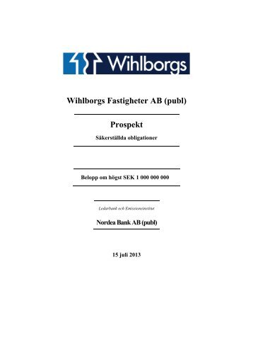 obligationsprospekt - Wihlborgs Fastigheter AB