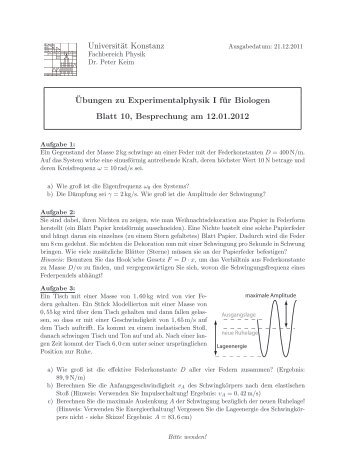 Übungsblatt Nr. 10 - keim.physik.uni-konstanz.de - Universität ...