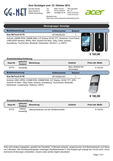 Sopoliste Acer Sonstiges - Acer Sonderposten