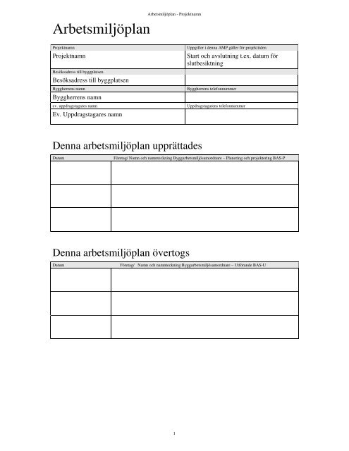 Ladda Ned Mall For Arbetsmiljoplan Pdf 170kb