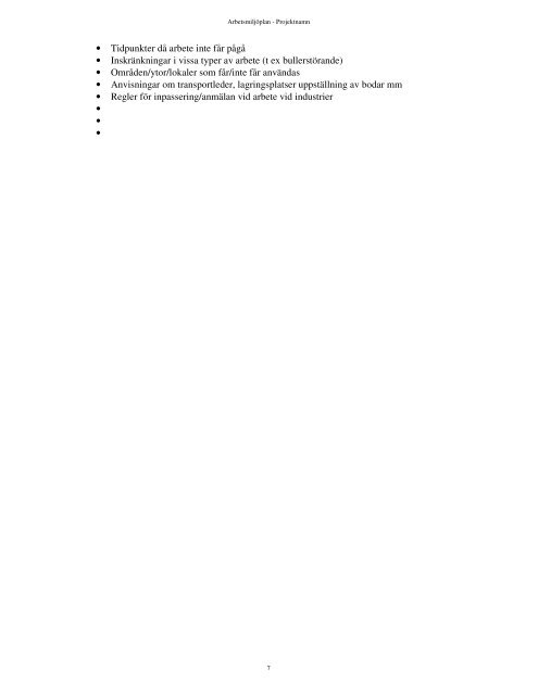 Arbetsmiljoplan Projek
