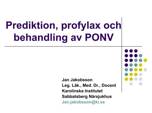 Behandling av PONV samt interaktioner