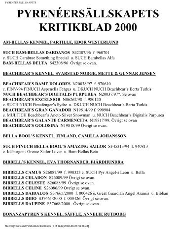 Kritikbladet 2000 - Pyrenéersällskapet