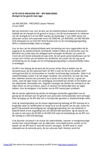 ACTIE VOOR VERLAGING RPV – RPV NAAR BENEE Drempel tot ...