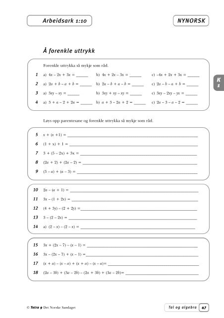 Tetra 9 lærerveiledning, kapittel 1