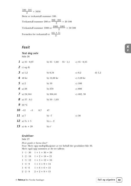 Tetra 9 lærerveiledning, kapittel 1