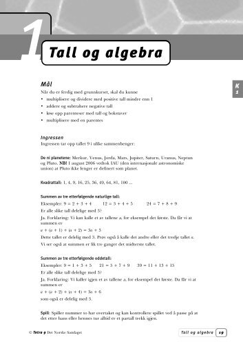 Tetra 9 lærerveiledning, kapittel 1