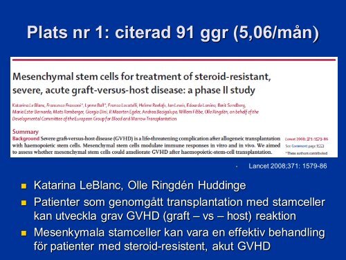 Mest citerade svenska vetenskapliga arbete inom pediatrik - BLF