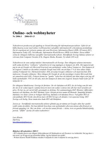 Online- och webbnyheter - Svensk förening för ...