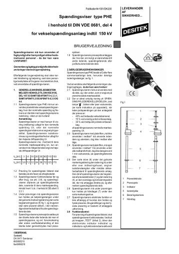 Spændingsviser type PHE i henhold til DIN VDE ... - DESITEK A/S