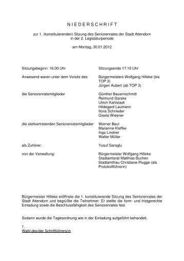 Protokoll der 1. konstituierenden Sitzung des ... - Attendorn