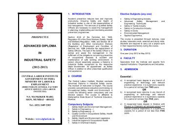 ADVANCED DIPLOMA IN INDUSTRIAL SAFETY (2012 ... - DGFASLI