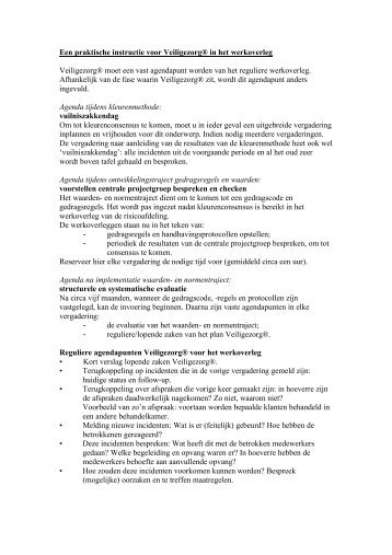 Een praktische instructie voor Veiligezorg® in het werkoverleg ...