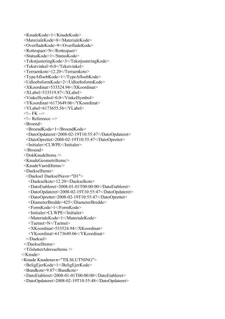 DanDas xml-filer for levering af landinspektør ... - Vejle Spildevand