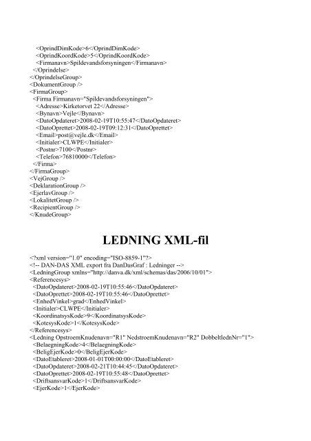 DanDas xml-filer for levering af landinspektør ... - Vejle Spildevand