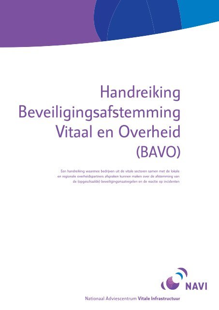 Handreiking beveiligingsafstemming Vitaal en Overheid (BAVO)