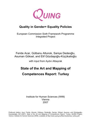 State of the Art and Mapping of Competences Report: Turkey - Quing