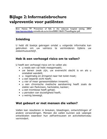 Bijlage 2: Informatiebrochure valpreventie voor patiënten