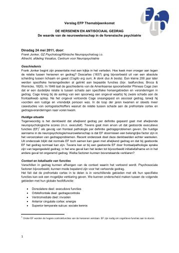 'Hersenen en antisociaal gedrag', 24 mei 2011 - EFP