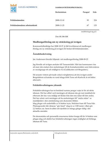 2008-12-10 §95 Medborgarförslag om ny ... - Luleå kommun