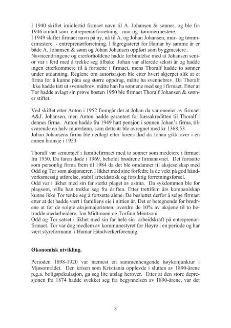 th. johansen & sønner i 100 år