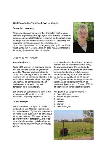 Nieuwsbrief Langeweg - gemeente Moerdijk