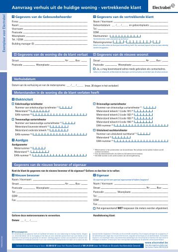 Aanvraag verhuis uit de huidige woning - vertrekkende ... - Electrabel