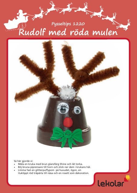 Pysseltips 1220 Rudolf med röda mulen - Lekolar