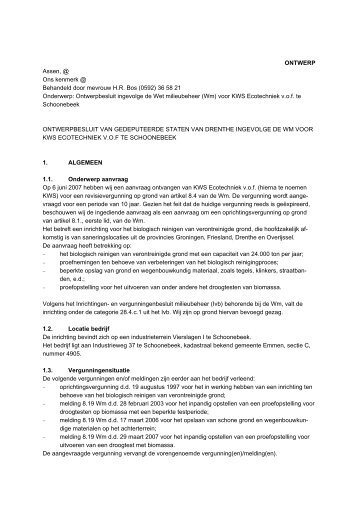 Ontwerpbesluit - Provincie Drenthe