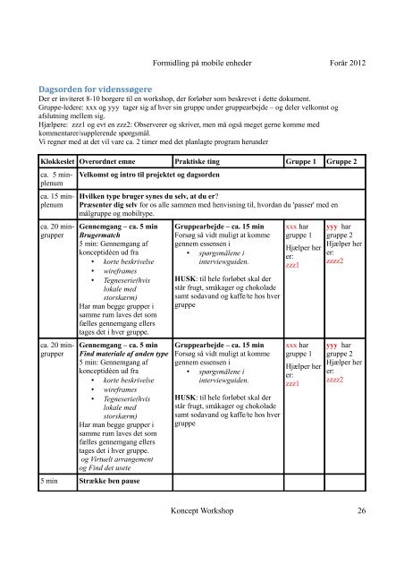 Formidling på mobile enheder Workshop omkring koncepter