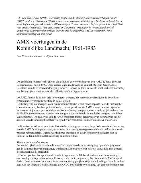 AMX voertuigen in de Koninklijke Landmacht, 1961-1983 - Collectie ...