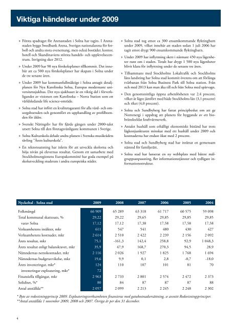 Årsredovisning 2009 - Solna stad