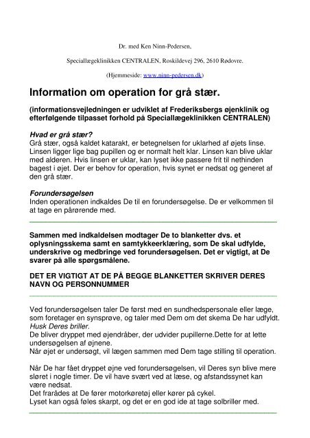 Information om operation for grå stær. - Cure4you