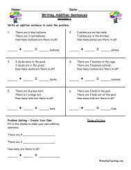 Writing Addition Sentences Worksheets - Have Fun Teaching