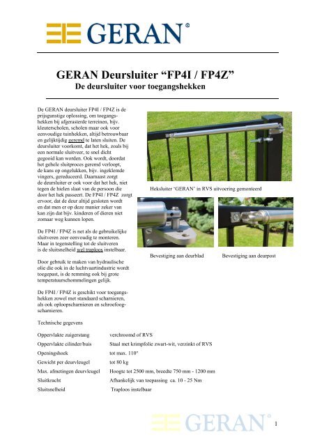 GERAN Deursluiter “FP4I / FP4Z”