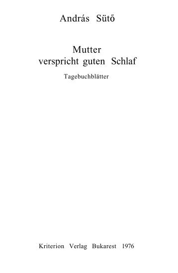 András Sütő Mutter verspricht guten Schlaf - Adatbank