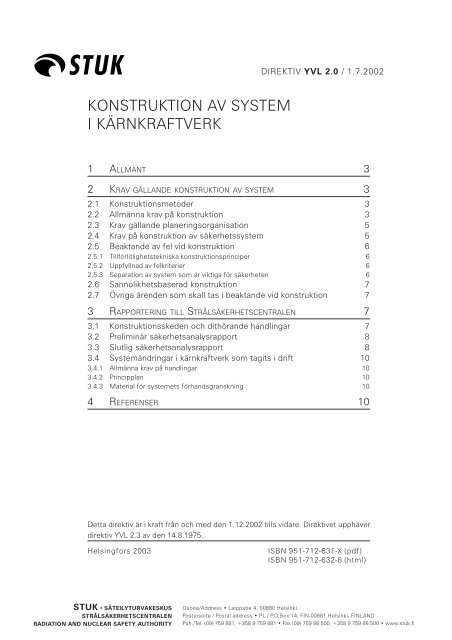 Konstruktion av system i kärnkraftverk - Finlex