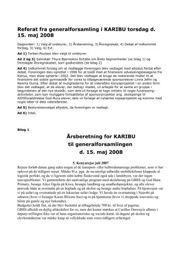Referat fra generalforsamling i KARIBU torsdag d. 15. maj 2008