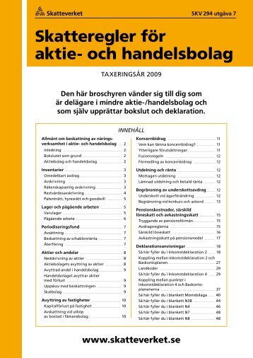 Skatteregler för aktie- och handelsbolag, 2009 års ... - Skatteverket