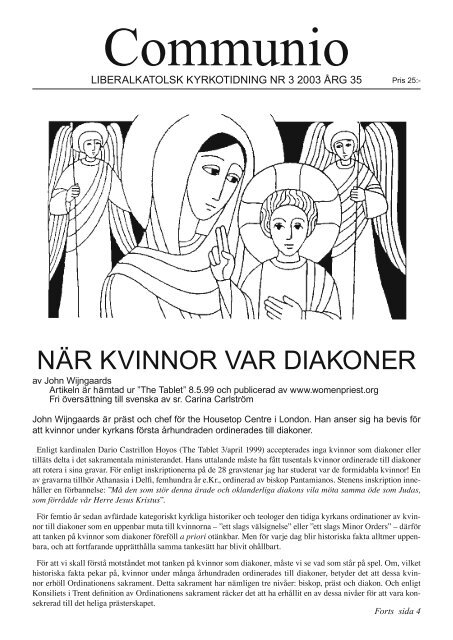 NÄR KVINNOR VAR DIAKONER - Liberala katolska kyrkan