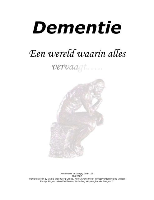 Dementie, Annemarie de Jonge
