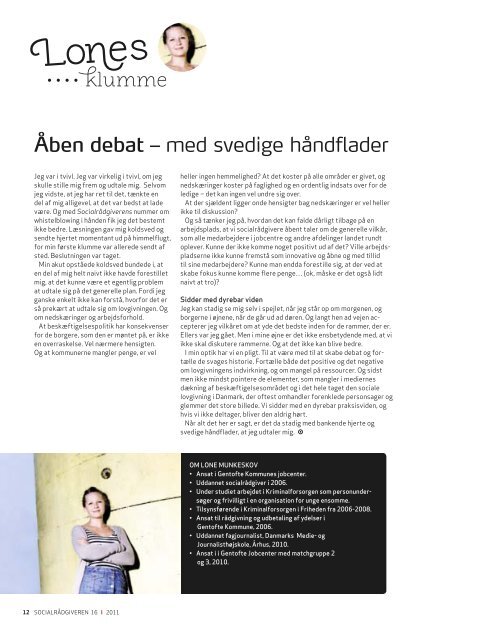 Socialrådgiveren nr. 16-2011 - Dansk Socialrådgiverforening
