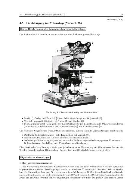 4.5 Strahlengang im Mikroskop (Versuch 75)