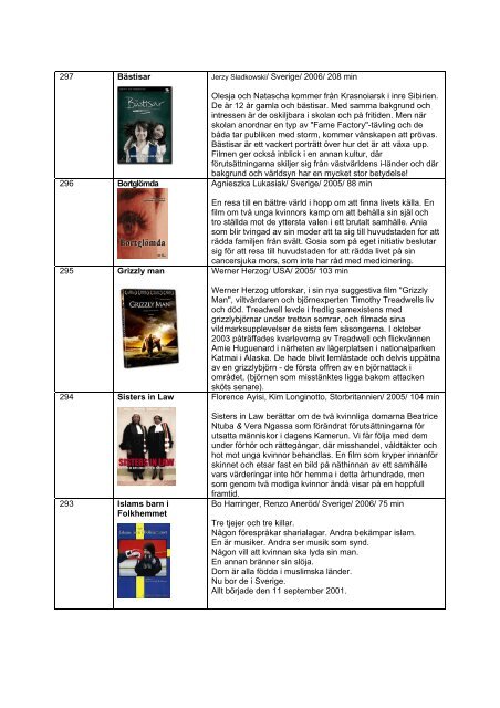 Lista över Film i Sörmlands filmarkiv (öppnas i nytt fönster/PDF)