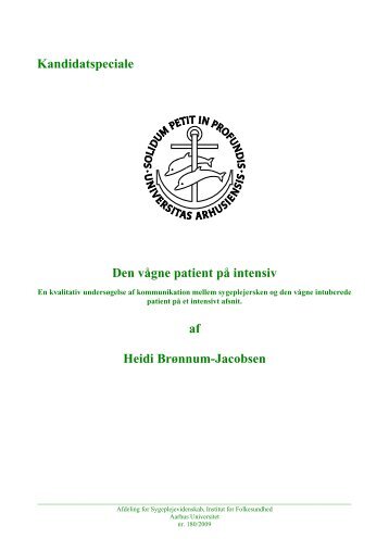 Kandidatspeciale Den vågne patient på intensiv - Institut for ...