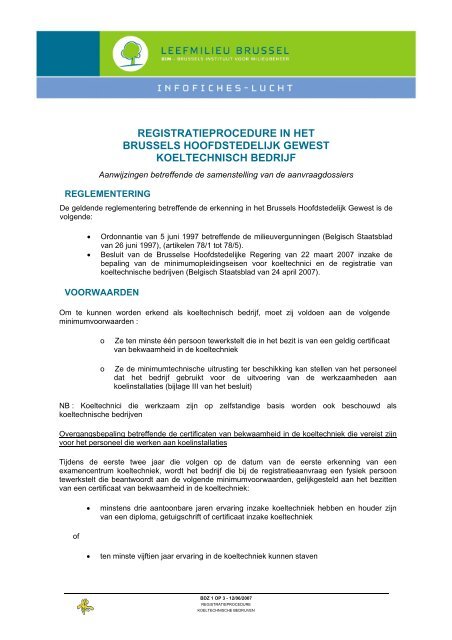 registratieprocedure in het brussels hoofdstedelijk gewest ... - Ibge