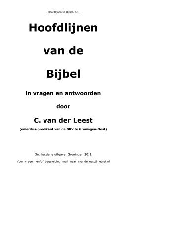 cursus : hoofdlijnen van de bijbel - Groningen Oost